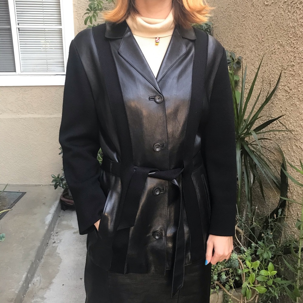 Vintage black Franceeco Emalto leather/wool jacket